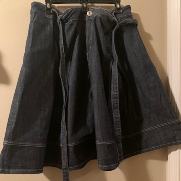 Ashley Stewart Dresses & Skirts - Ashley Stewart's blue denim flair belted skirt